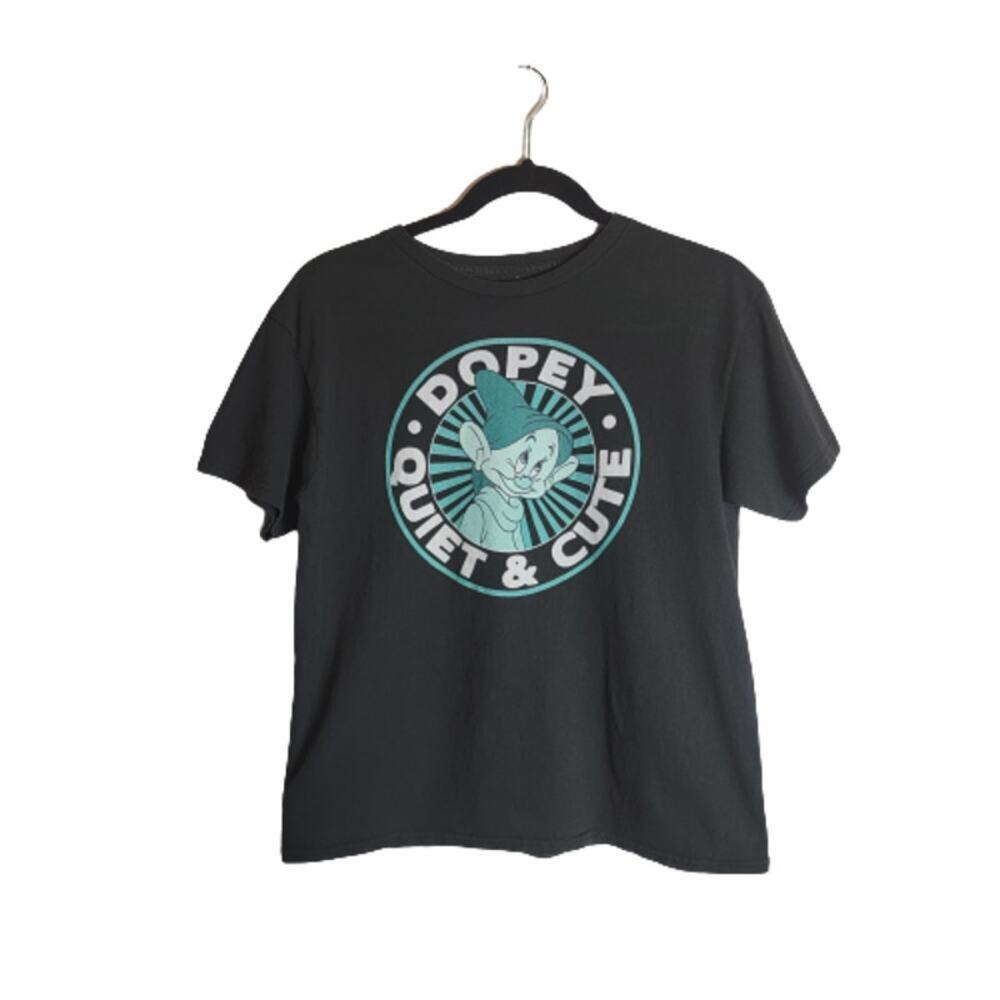 Disney Dopey Seven Dwarfs Short Sleeve Tee Black Green Size M Y2K